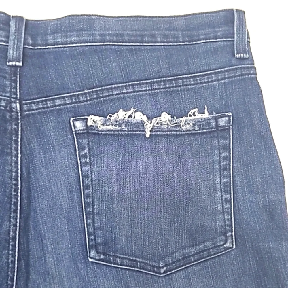 Gloria Vanderbilt Distressed Jeans High Waist Rise Denim Whiskered Straight Leg